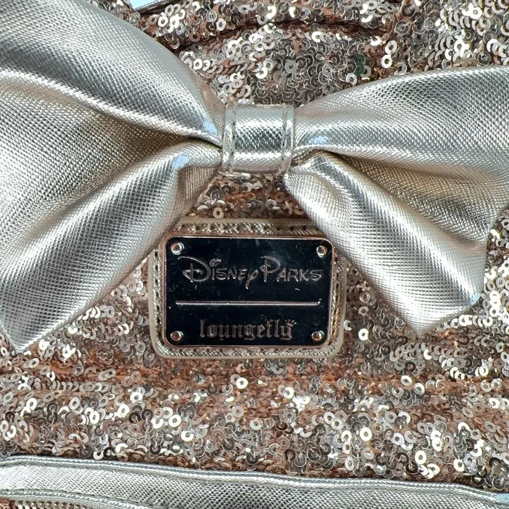 Loungefly Disney Parks Minnie Mouse Rose Gold Sequin Mini Backpack Bow 2019